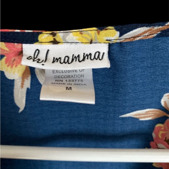 Oh Mamma wrap dress navy with floral pattern maxi length design medium - Picture 3 of 3